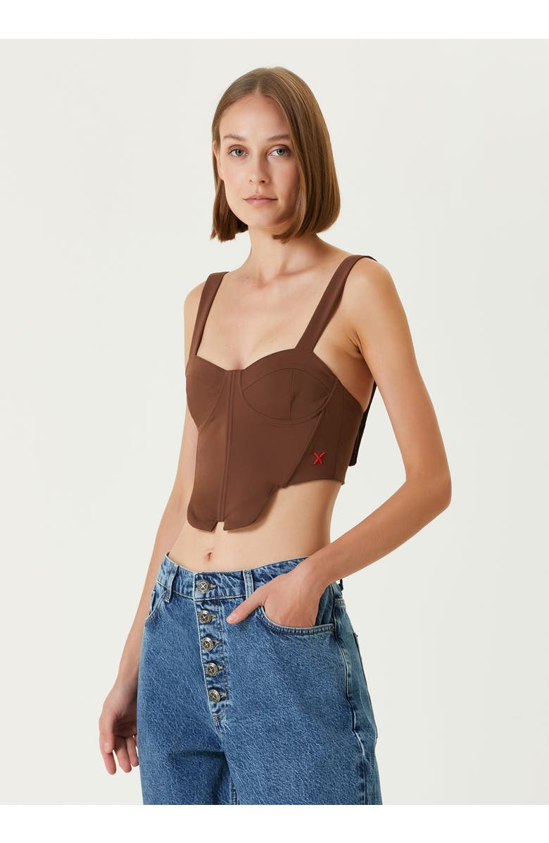 PCFG Cotton Woven Corset Top, Alternate, color, Anthracite