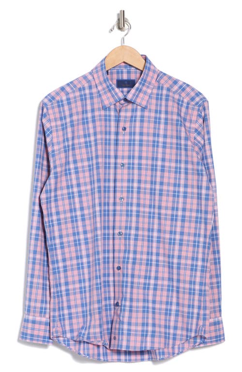 David Donahue Plaid Pima Cotton Dobby Sport Shirt In Pink