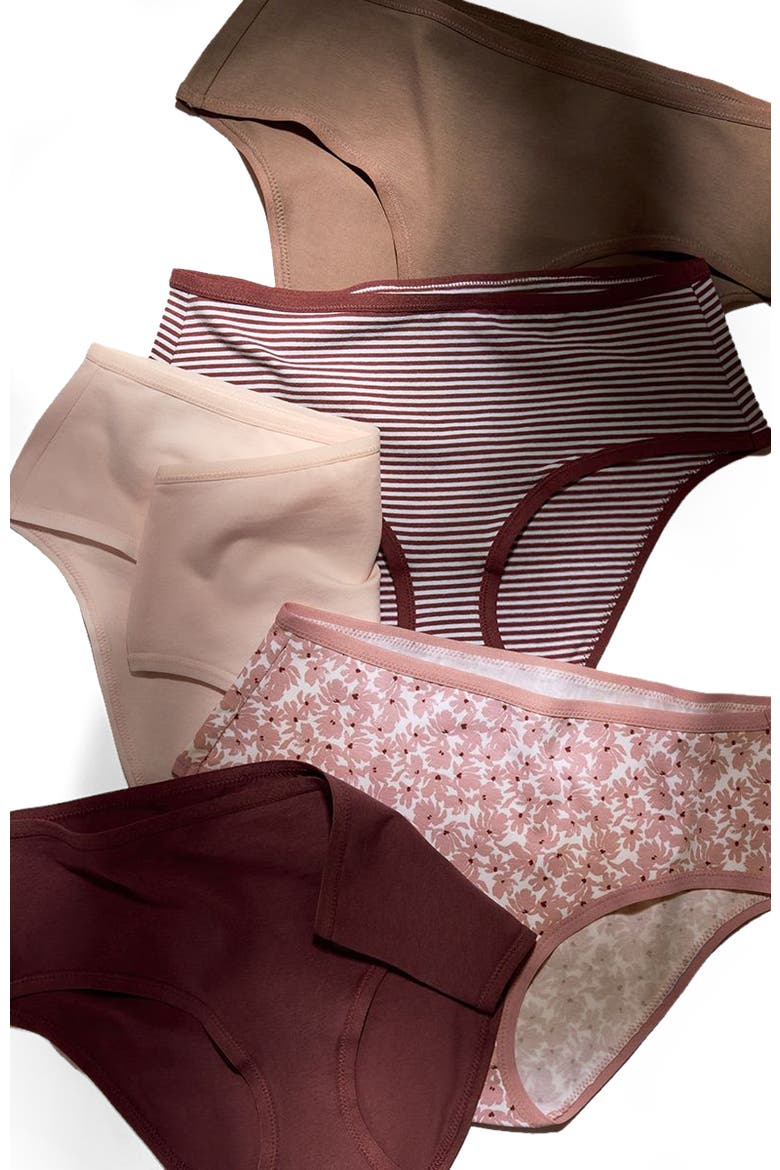 Everyday Mid Rise Hipster 5-Pack Made With Organic Cotton, Alternate, color, Everyday Lakeside Lilies