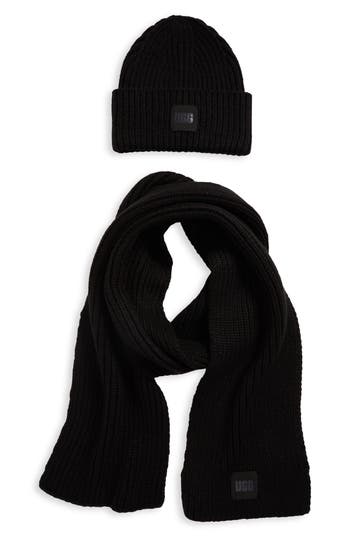 Ugg ® Chunky Knit Beanie & Scarf Set In Black