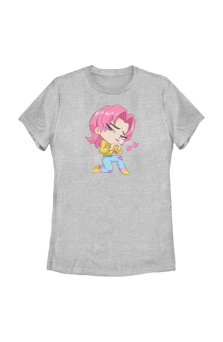 KPop Demon Hunters Women's KPop Demon Hunters Chibi Romance Heart  Graphic T-Shirt, Main, color, Athletic Heather