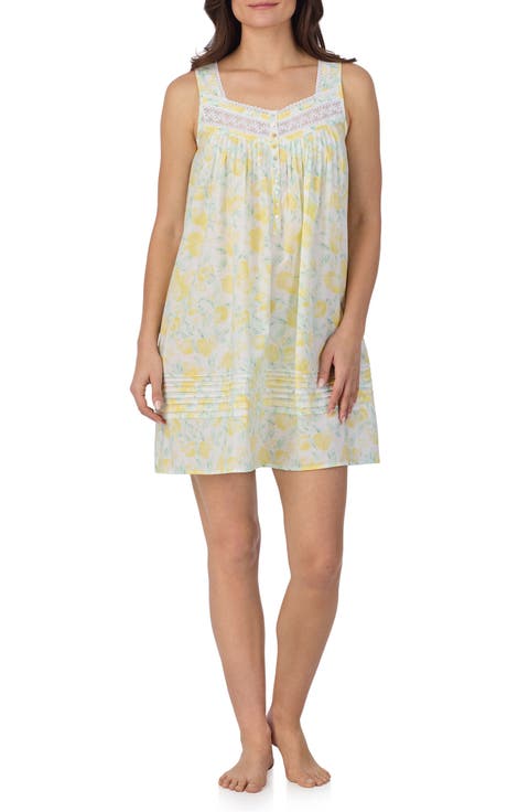 Floral Print Sleeveless Cotton Lawn Chemise