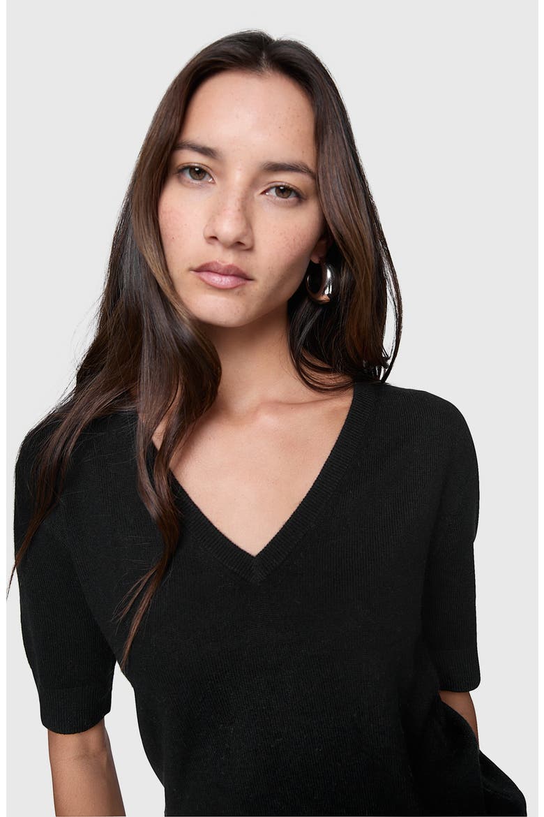 Haven V-Neck Short Sleeve Wool Blend Sweater, Alternate, color, TRUE BLACK