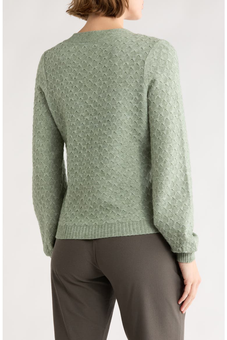 Bow Cable Knit Cardigan, Alternate, color, EUCALYPTUS