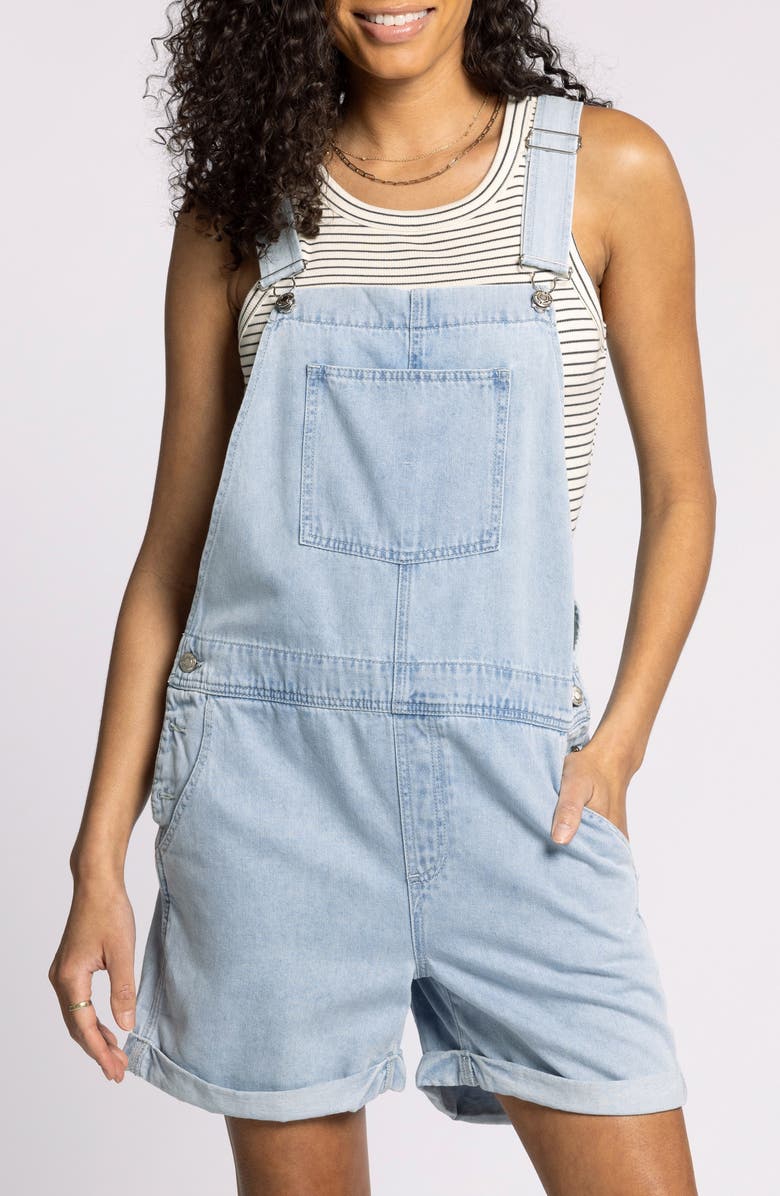 Thread & Supply Connor Short Denim Overalls, Main, color, Isla Wash