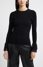 Nordstrom Lace Cuff Ribbed Sweater
