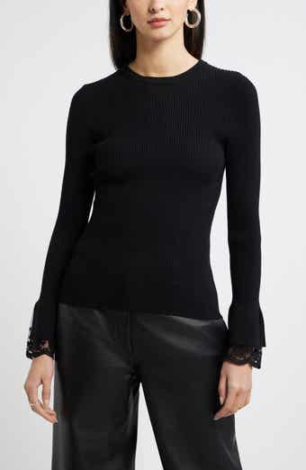 Lace Cuff Ribbed Sweater