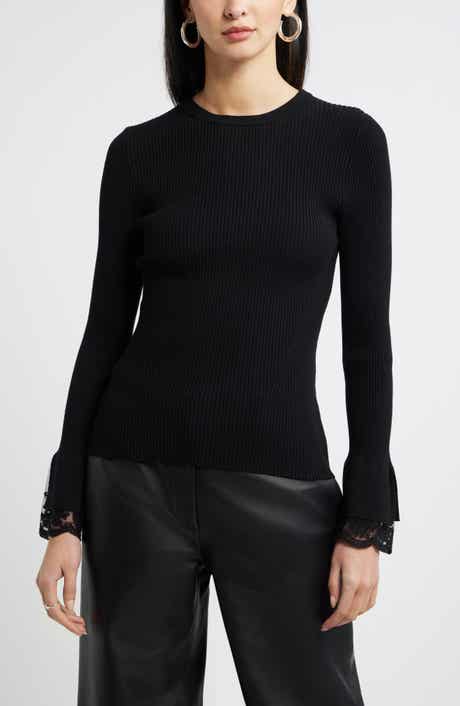 Lace Cuff Ribbed Sweater