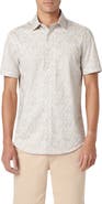 Bugatchi Miles OoohCotton® Leaf Print Short Sleeve Button-Up Shirt