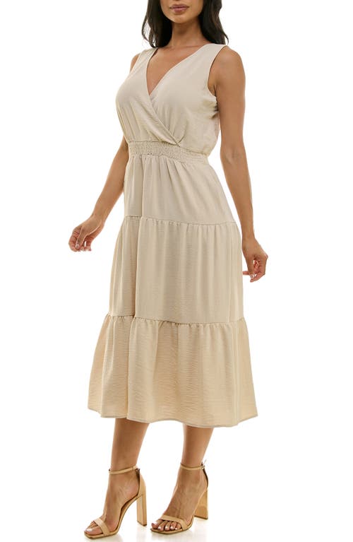 Nina Leonard Tiered Midi Dress In Pink