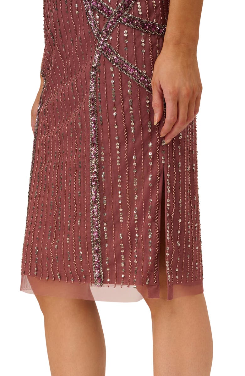 Adrianna Papell Sequin Beaded Mesh Cocktail Dress, Alternate, color, 