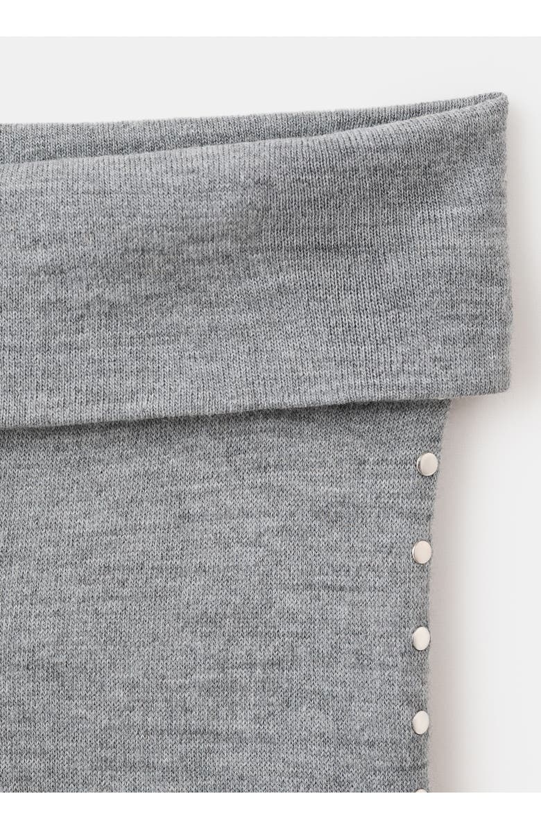 MANGO Studded Knit Trousers, Alternate, color, Medium Heather Grey