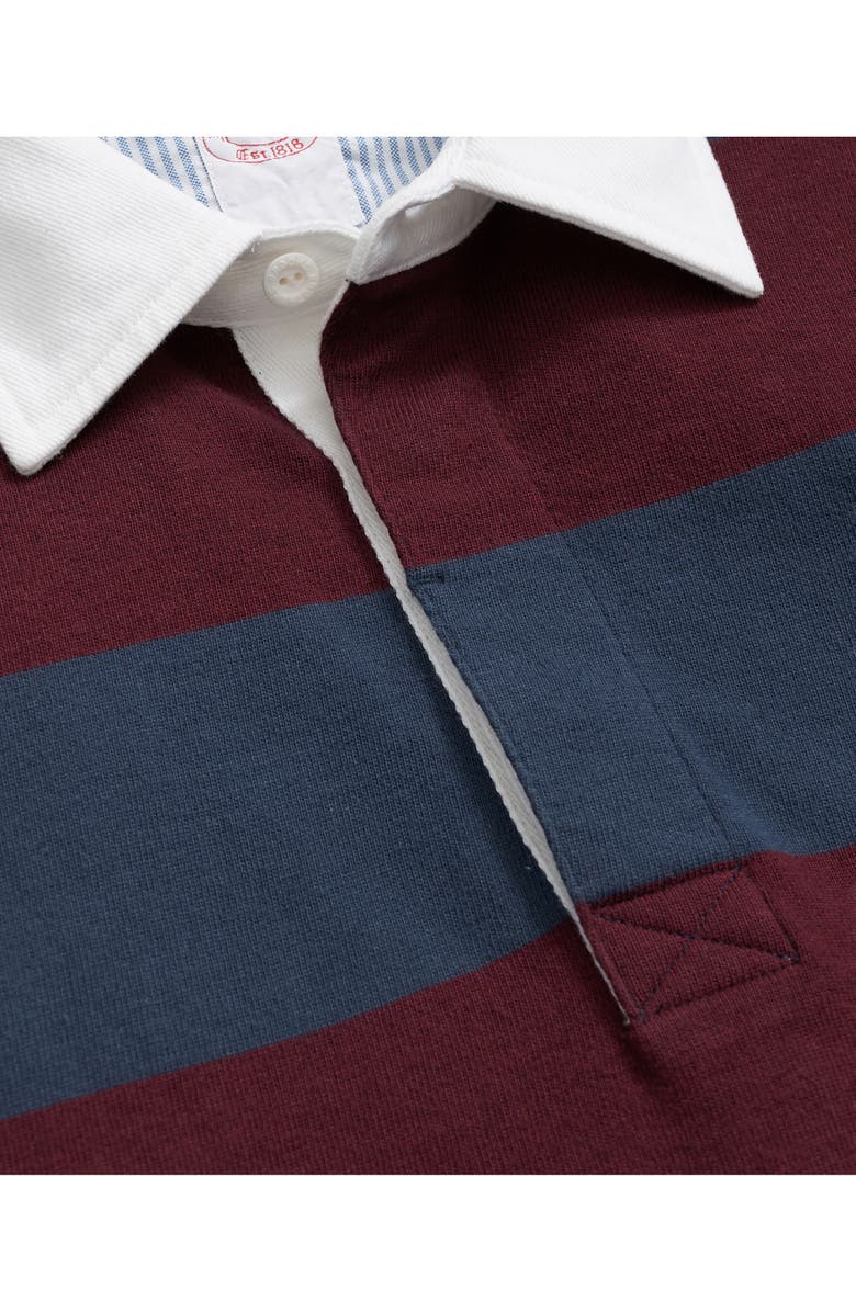 Brooks Brothers Stripe Long Sleeve Cotton Piqué Polo, Alternate, color, Navy/ Burgundy