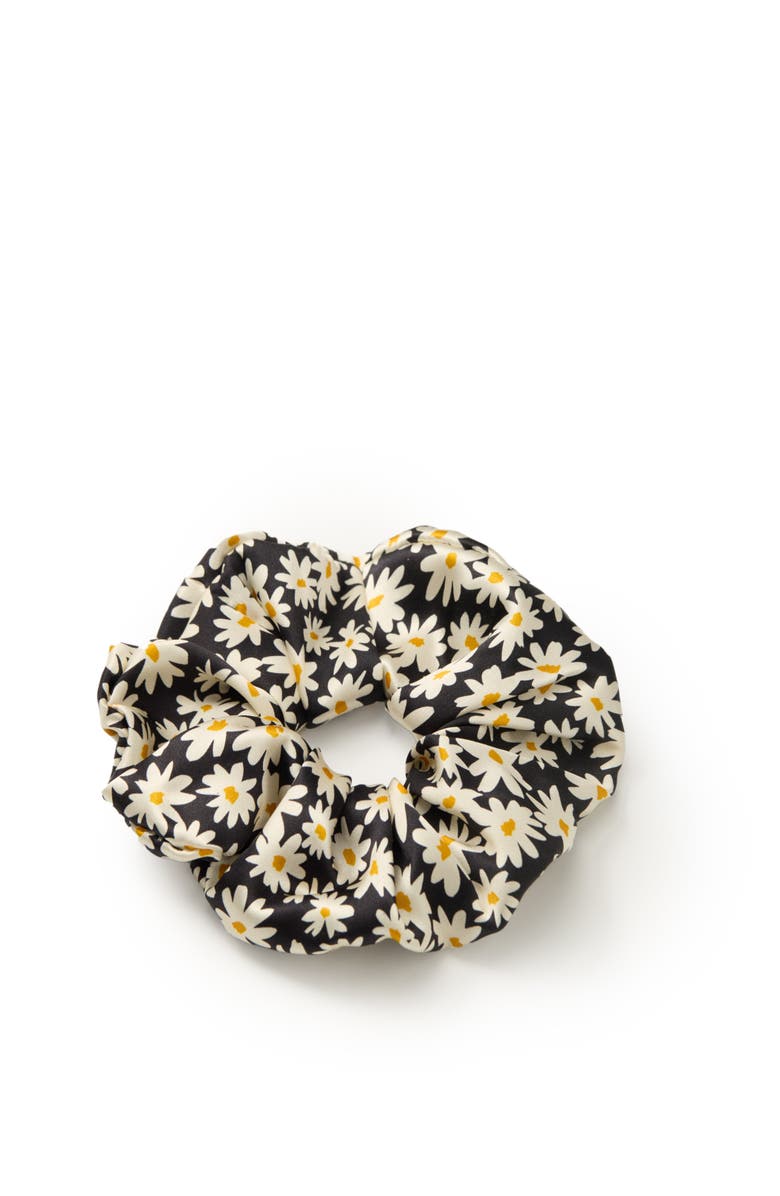 OLAH Daisy Silk Scrunchie, Alternate, color, Black