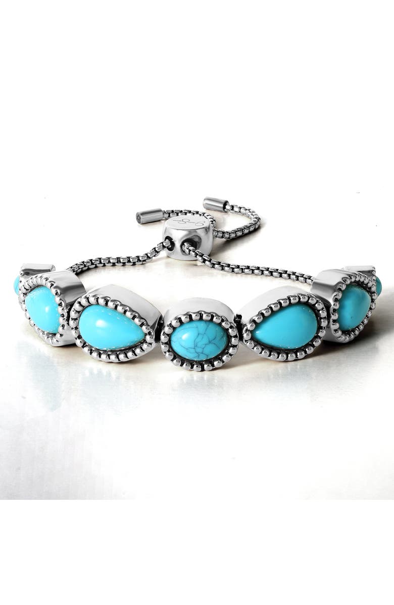 Jessica Simpson Turquoise Stone Slider Bracelet, Main, color, Gold, Turquoise