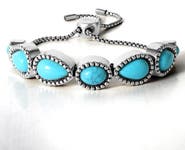 Jessica Simpson Turquoise Stone Slider Bracelet