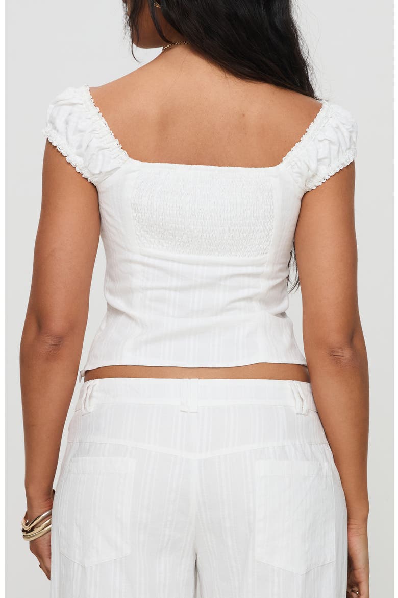 Fyrie Lace Trim Recycled Cotton Crop Top, Alternate, color, WHITE