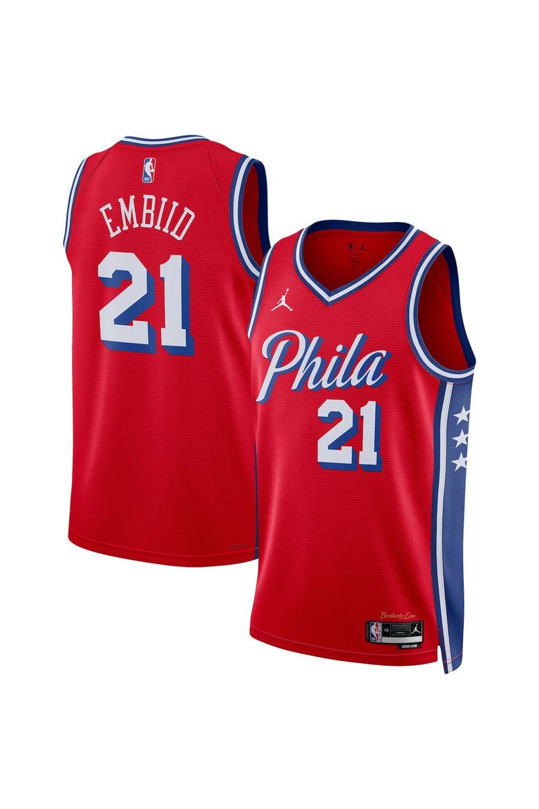 Unisex Jordan Brand Joel Embiid Red Philadelphia 76ers Swingman Jersey - Statement Edition, Main, color, Red