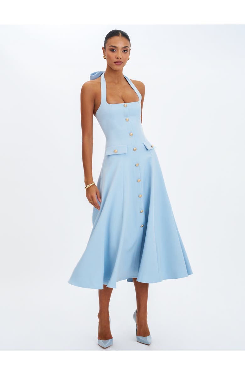 Miss Circle Gillian Halter A-Line Midi Dress, Alternate, color, Mist Blue