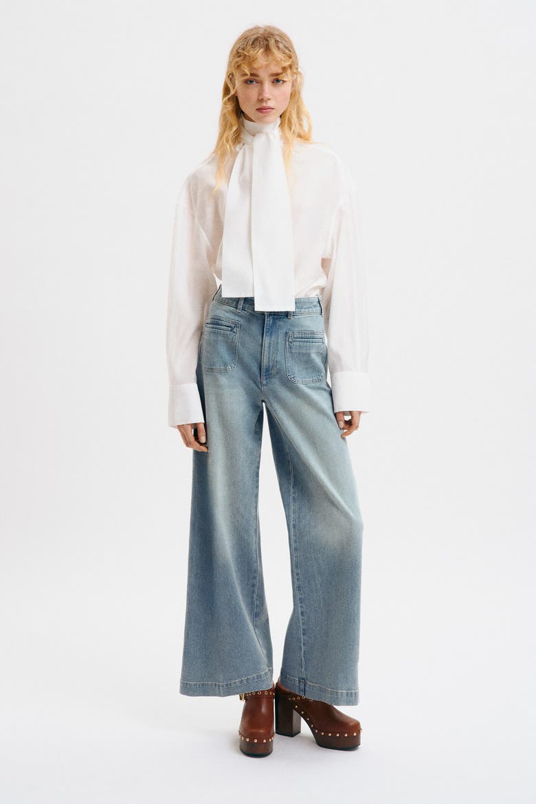 Wide High Jeans, Alternate, color, Light denim blue