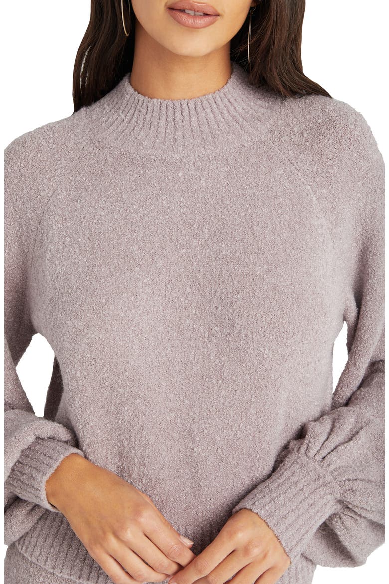 Mock Neck Balloon Sleeve Crop Sweater, Alternate, color, WARM GREY