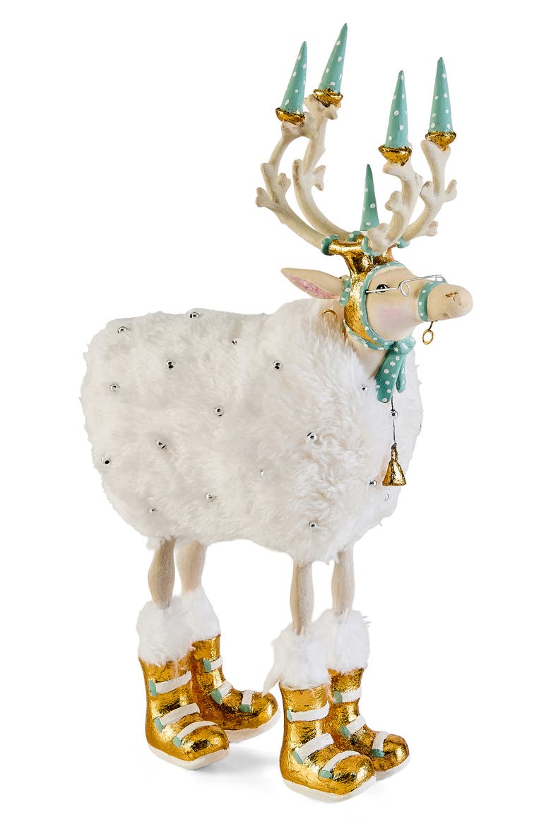 Patience Brewster Moonbeam Blitzen Reindeer Ornament, Main, color, WHITE