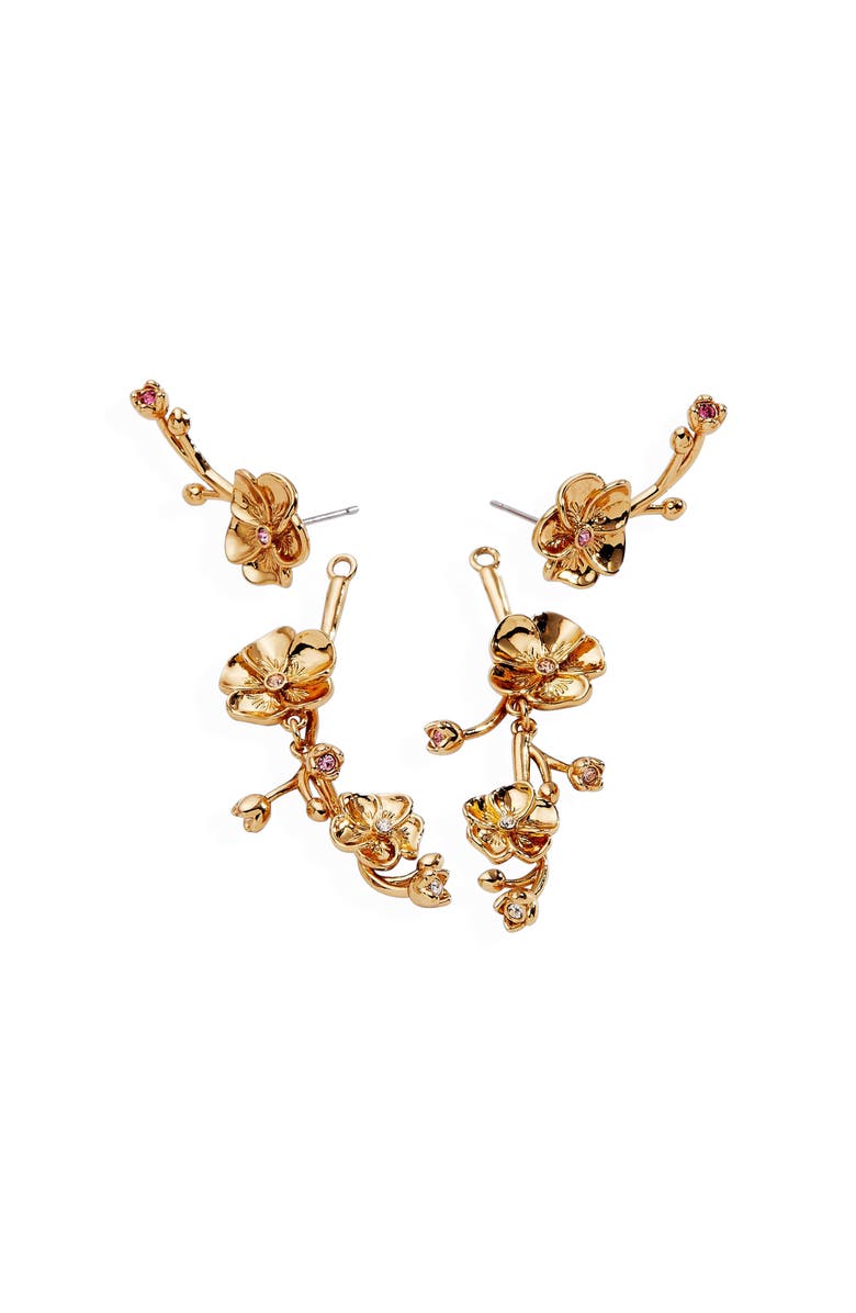 Alex and Ani New York Botanical Garden<sup>®</sup> 2-in-1 Pansy Statement Earrings, Alternate, color, Gold