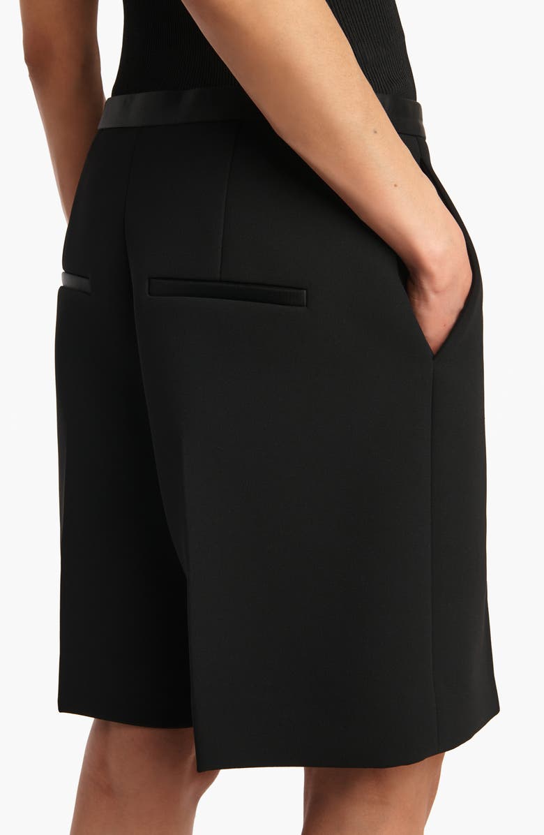 Khaite Micah Satin Trim Crepe Shorts, Alternate, color, Black