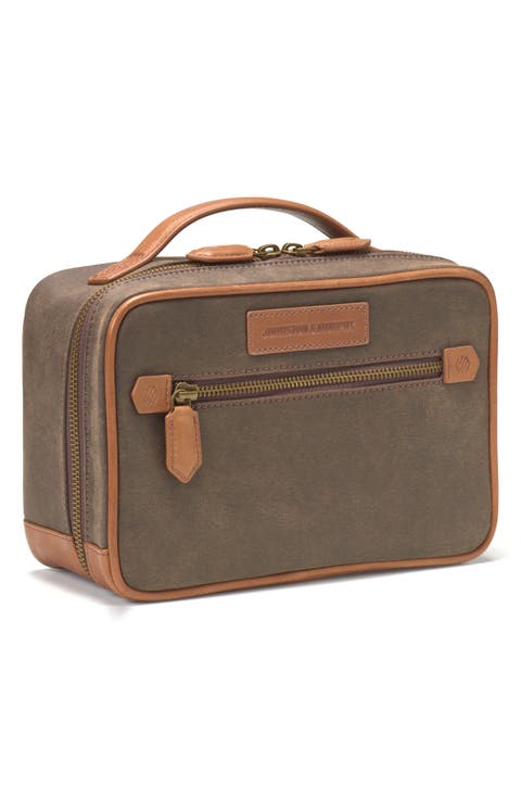 Antiqued Cotton & Leather Dopp Kit