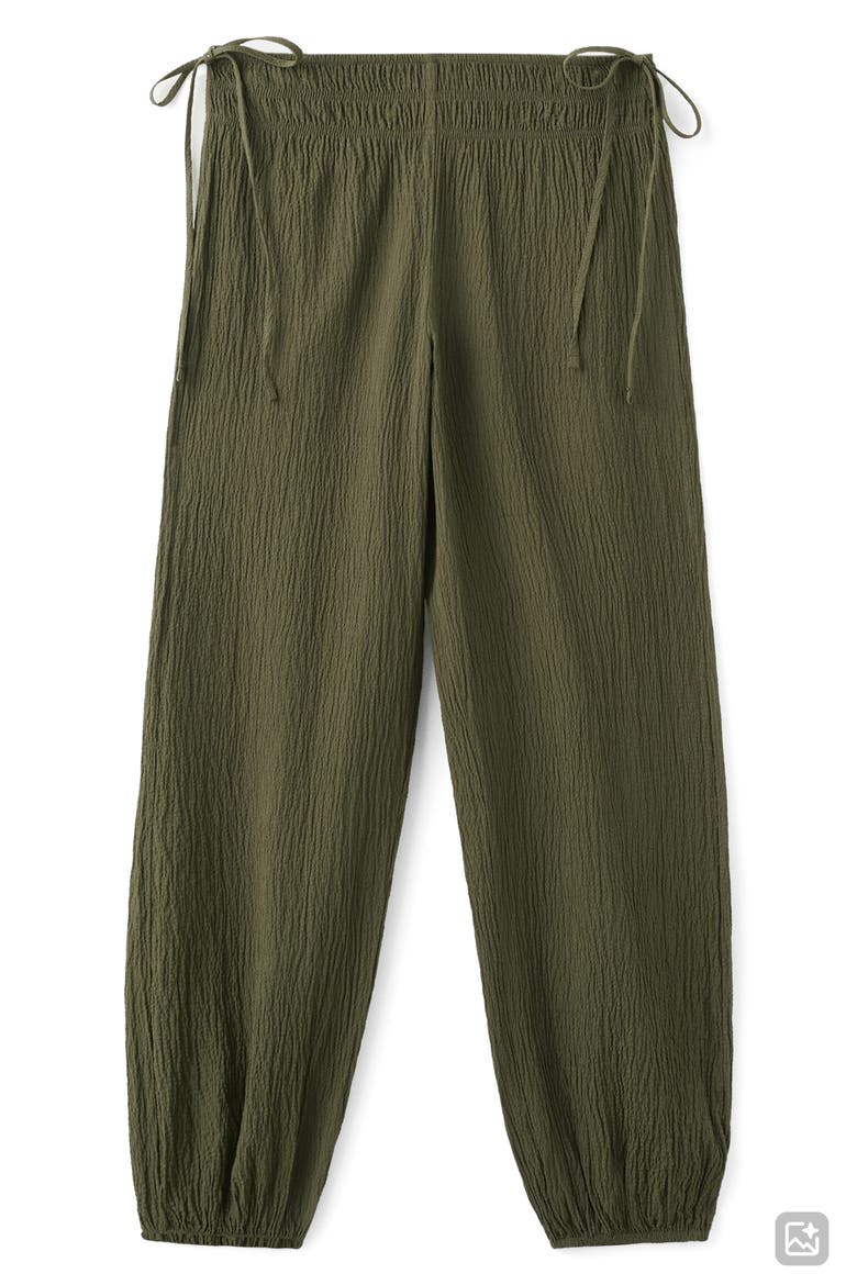 Texture Side Tie Balloon Pants, Main, color, KHAKI GREEN