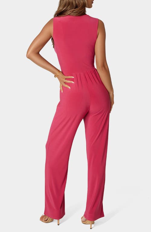 Bebe Sleeveless Faux Wrap Jumpsuit In Pink
