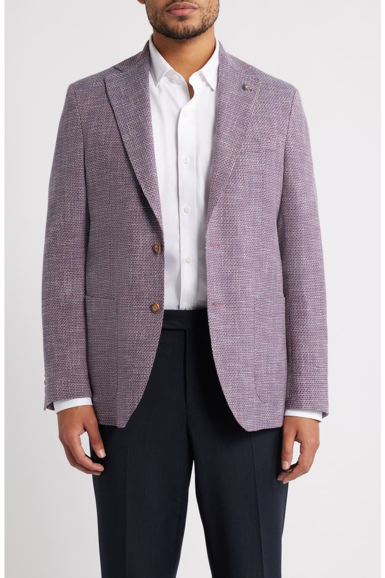 Hamptom Basketweave Comfortwear Sport Coat, Main, color, BERRY