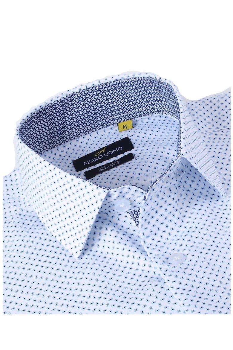Slim Fit Geometric Print Performance Button-Up Shirt, Alternate, color, WHITE