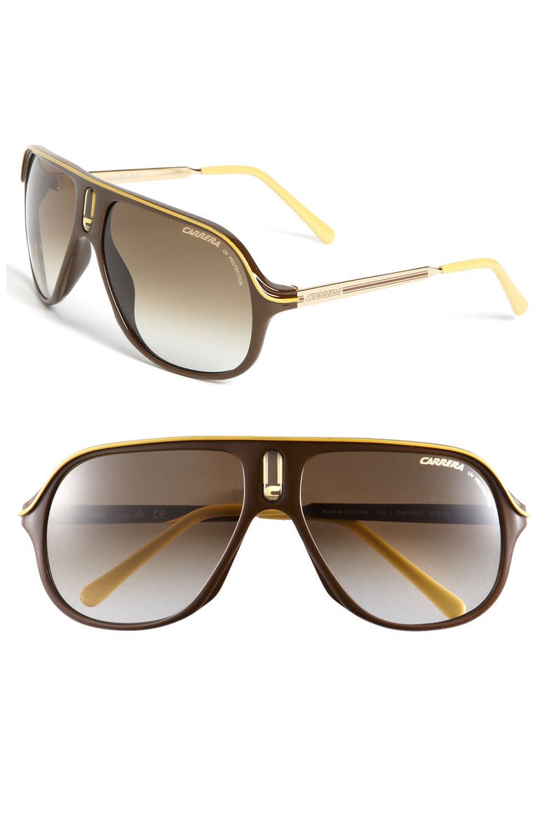 'Safari' Polarized Aviator Sunglasses, Main, color, BROWN
