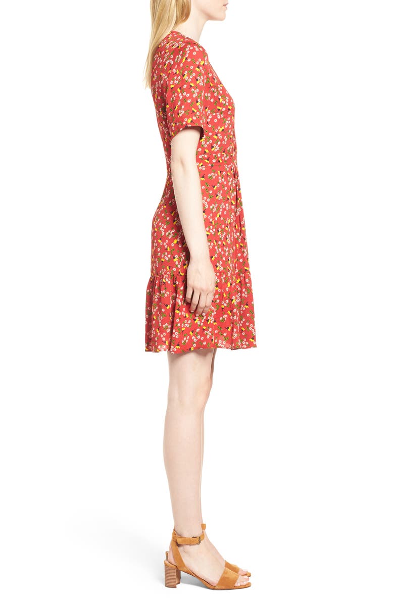 Whistles Peony Print Pleat Dress, Alternate, color, 