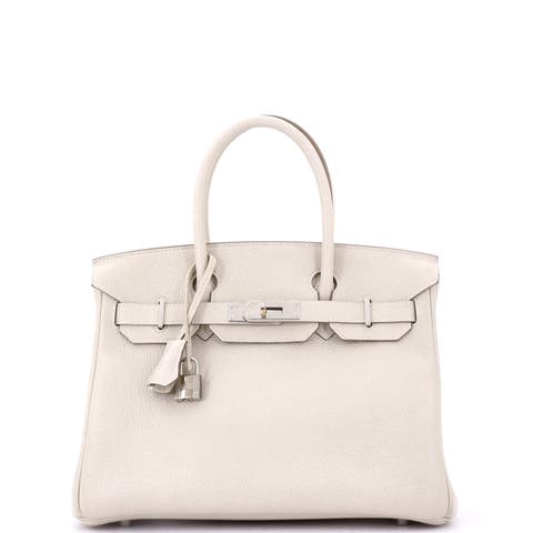 Birkin Handbag Light Clemence with Palladium Hardware 30