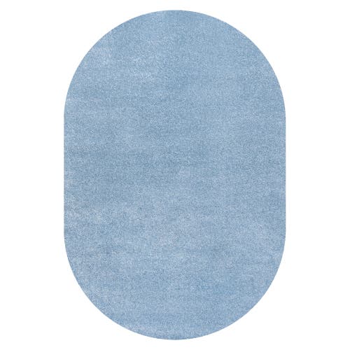 Jonathan Y Haze Solid Low-pile Oval Area Rug In Blue/lagoon
