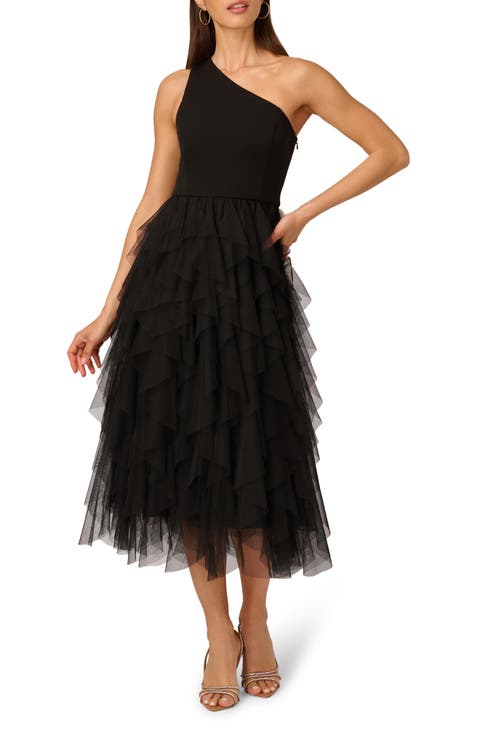 One-Shoulder Ruffle Cocktail Dress