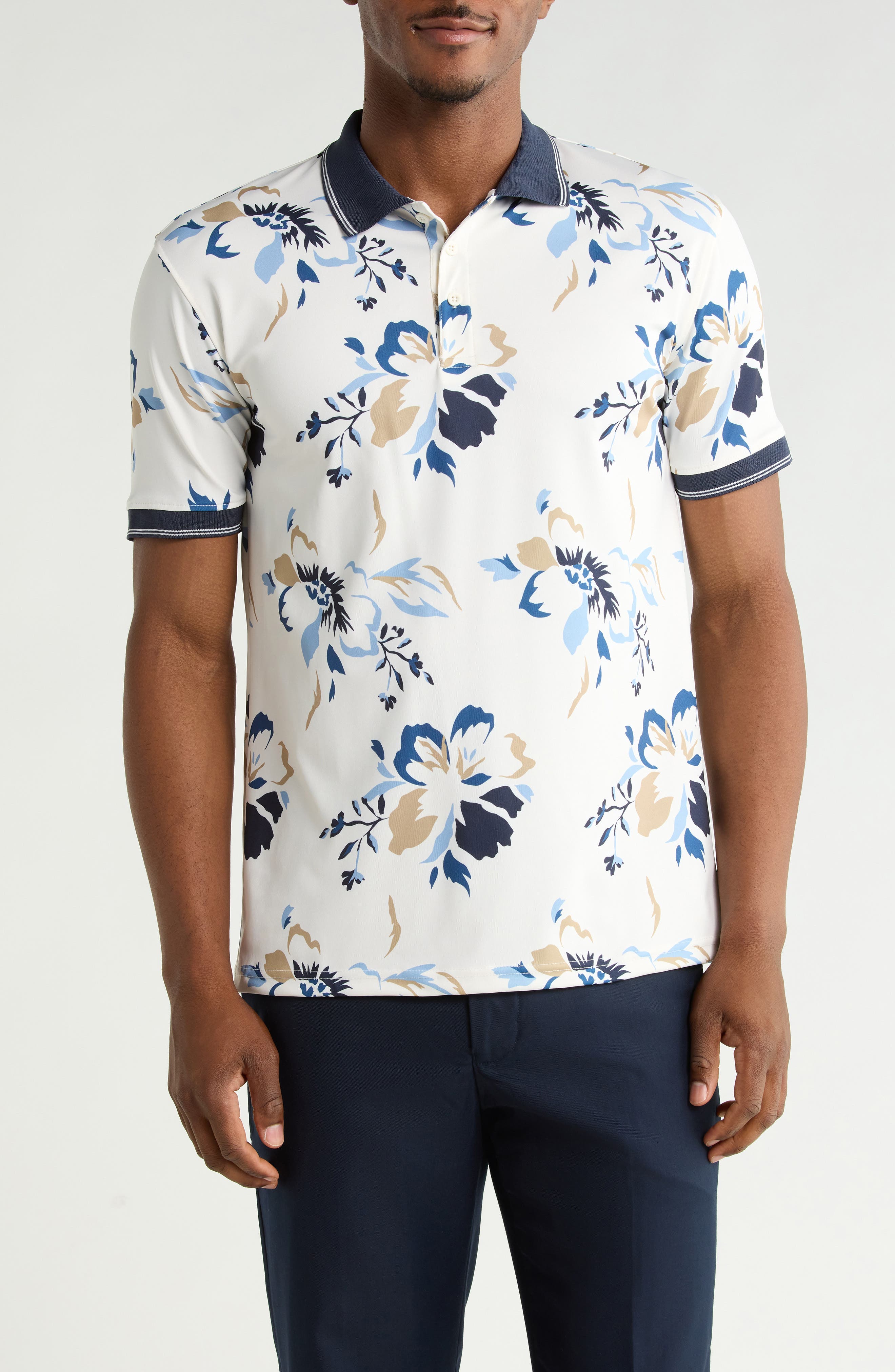 Cactus Man Floral Print Short Sleeve Polo