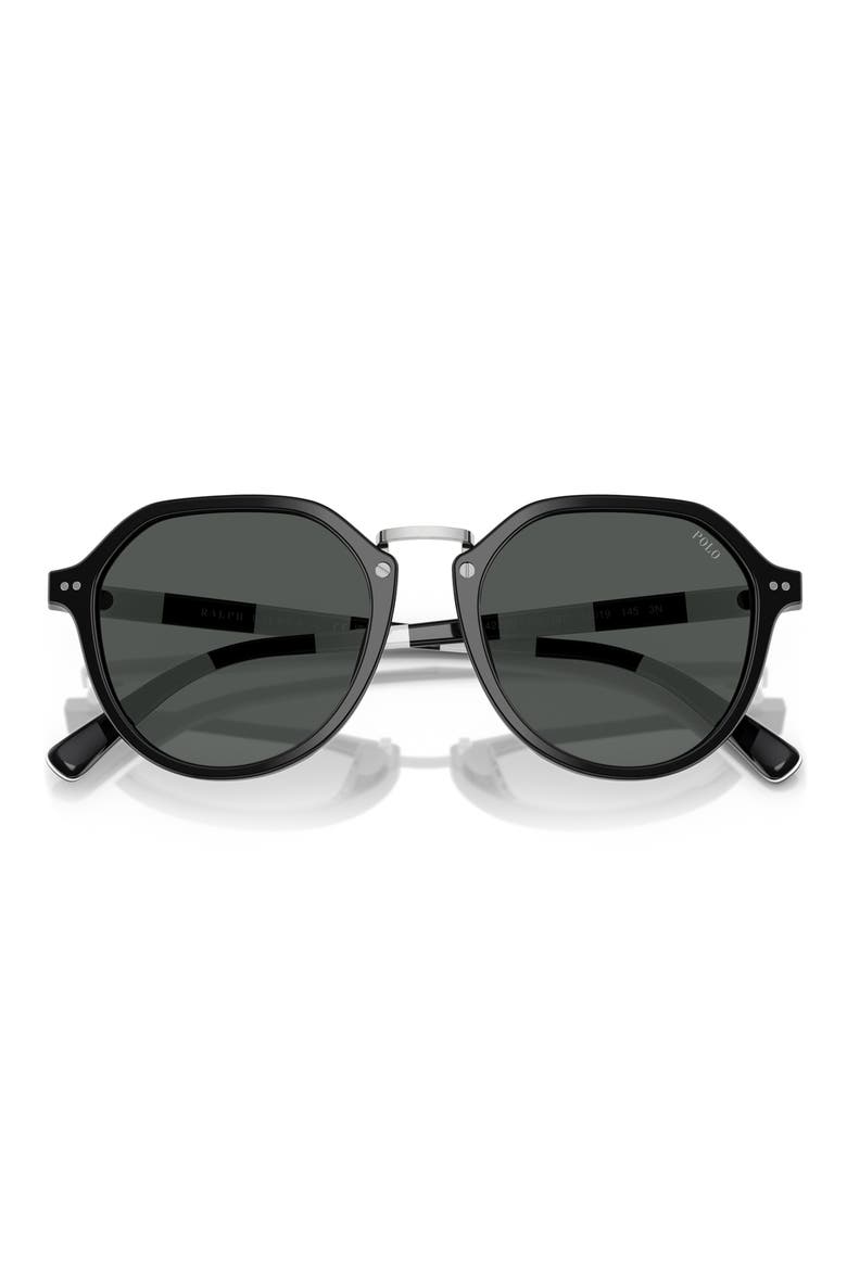 53mm Phantos Sunglasses, Alternate, color, SHINY BLACK