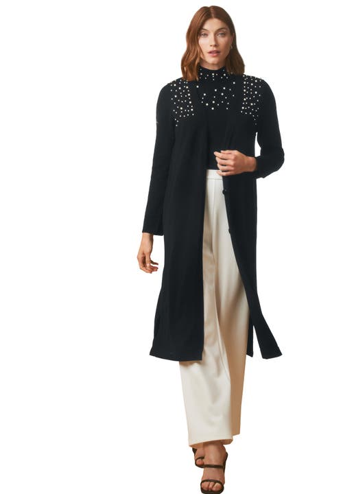Jessica London Fine Gauge Duster Cardigan In Black