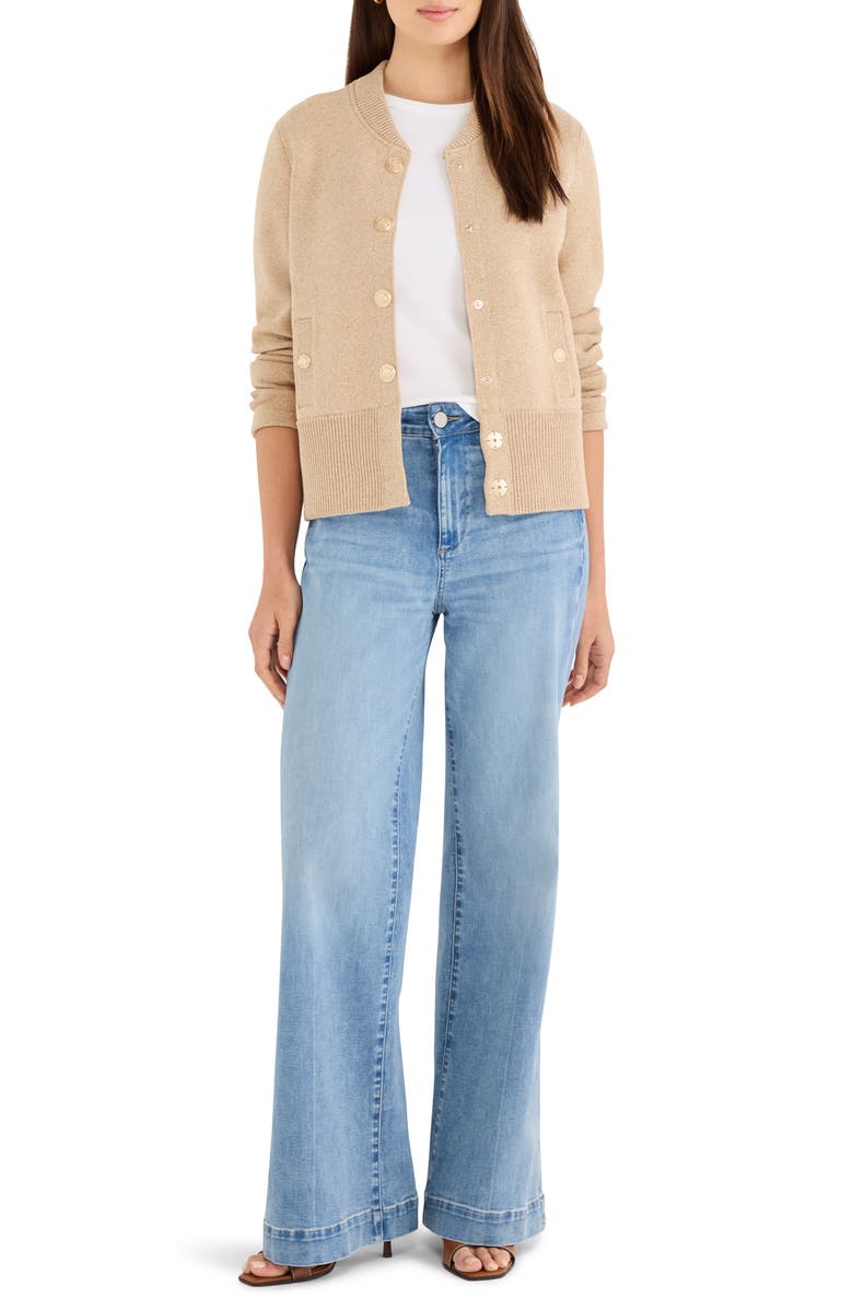 NIC+ZOE Knit Bomber Jacket, Alternate, color, Jute