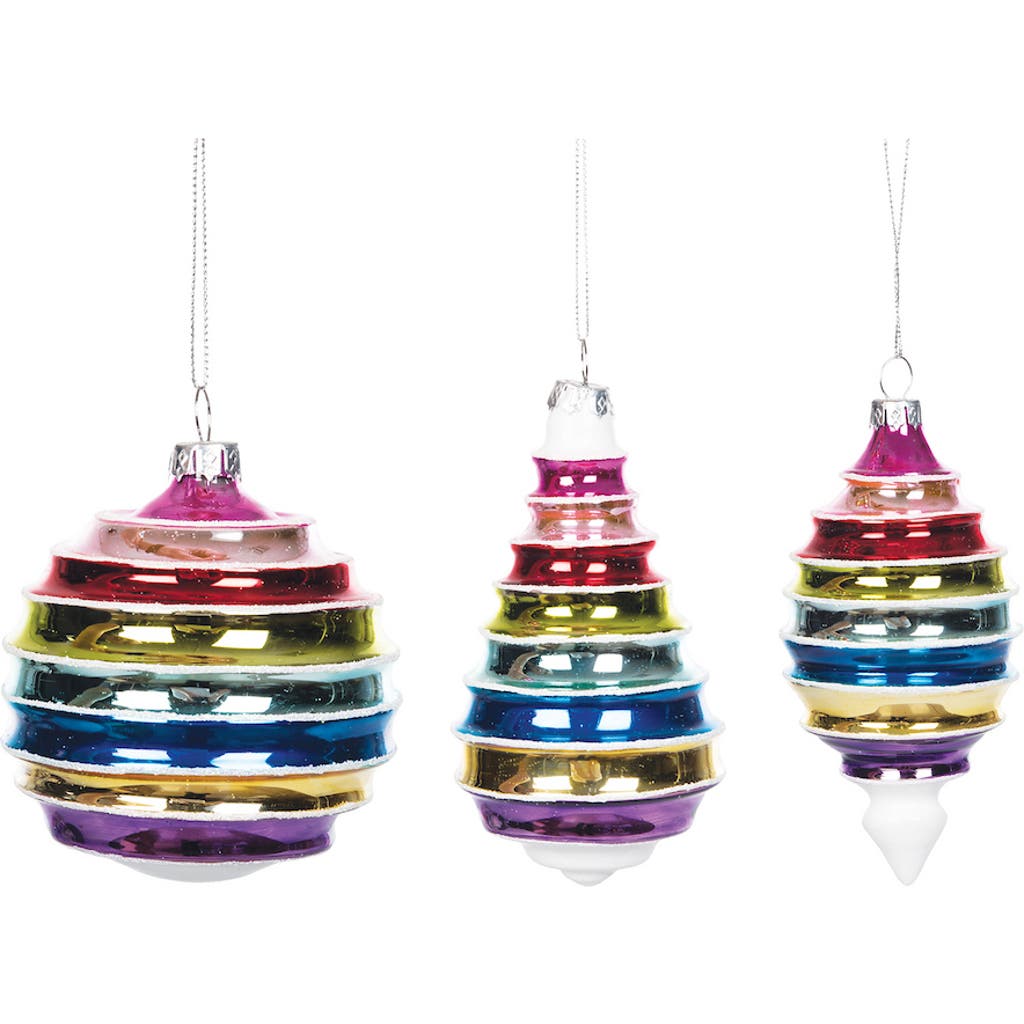 Carol & Frank Boho Stripe Ornament Set Of 3 In Multi