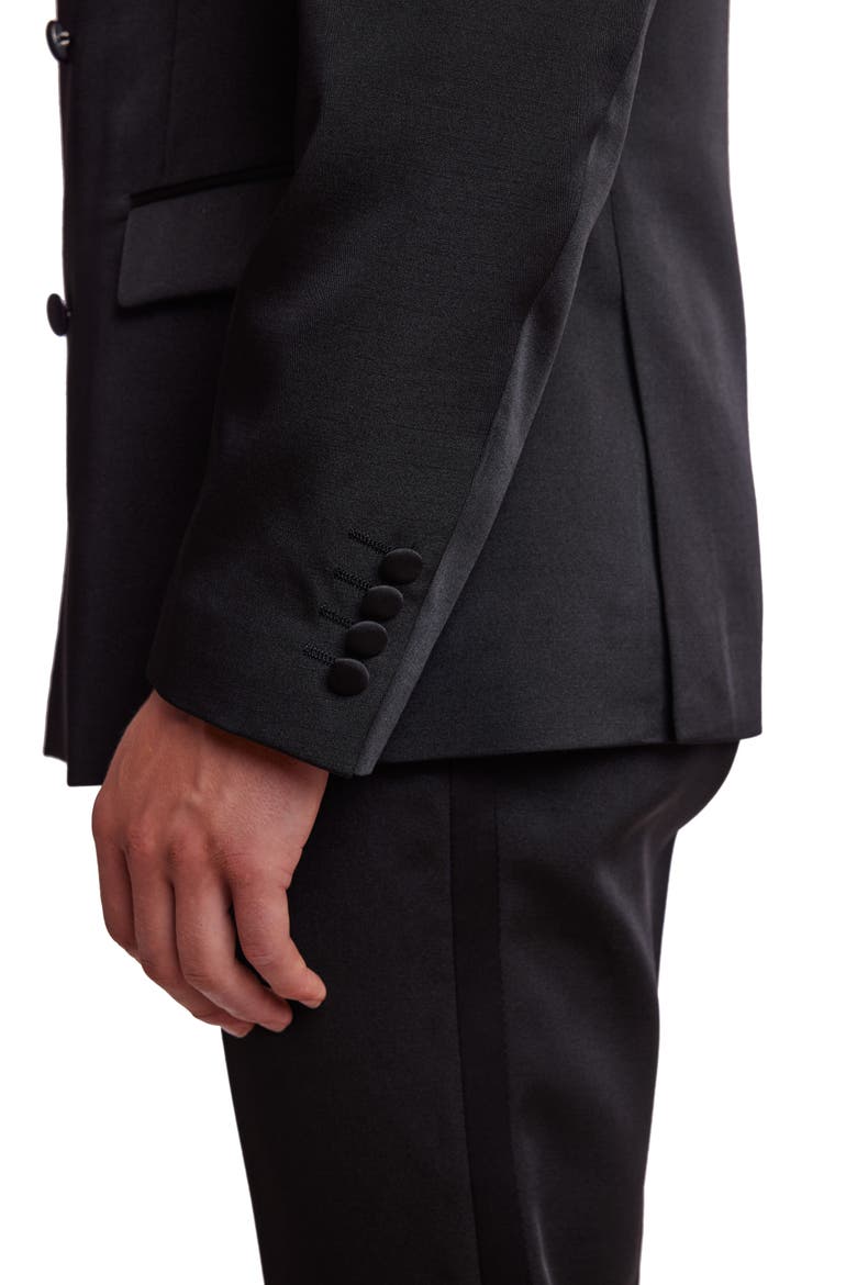 Soho Slim Fit Double Breasted Suit Jacket, Alternate, color, BLACK ON BLACK