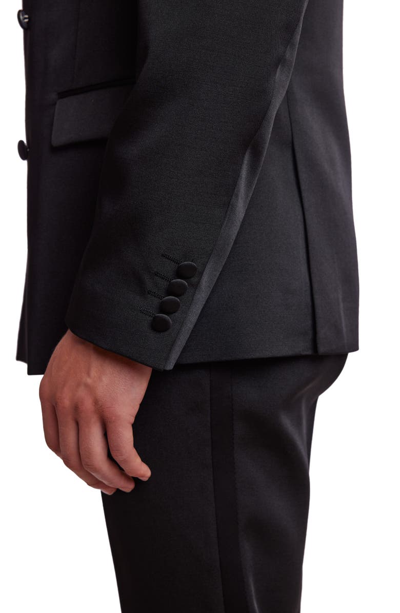 PAISLEY & GRAY Soho Slim Fit Double Breasted Suit Jacket, Alternate, color, Black On Black