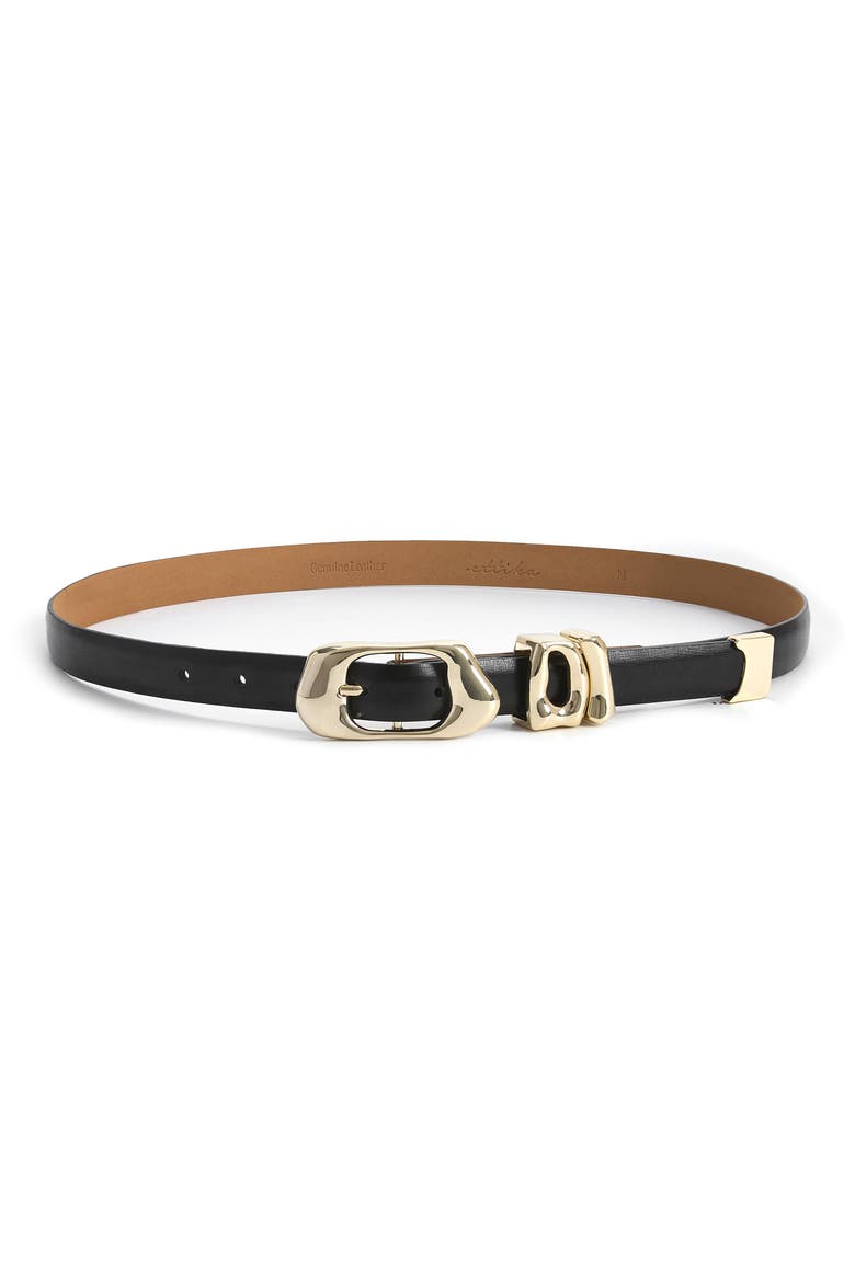Molten Leather Belt, Main, color, BLACK