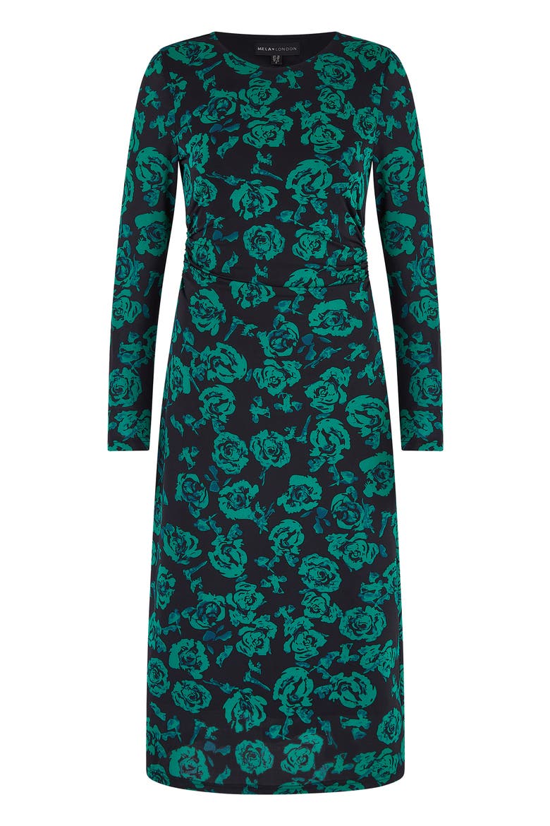 Floral Fitted Mesh Midi Dress, Alternate, color, Green