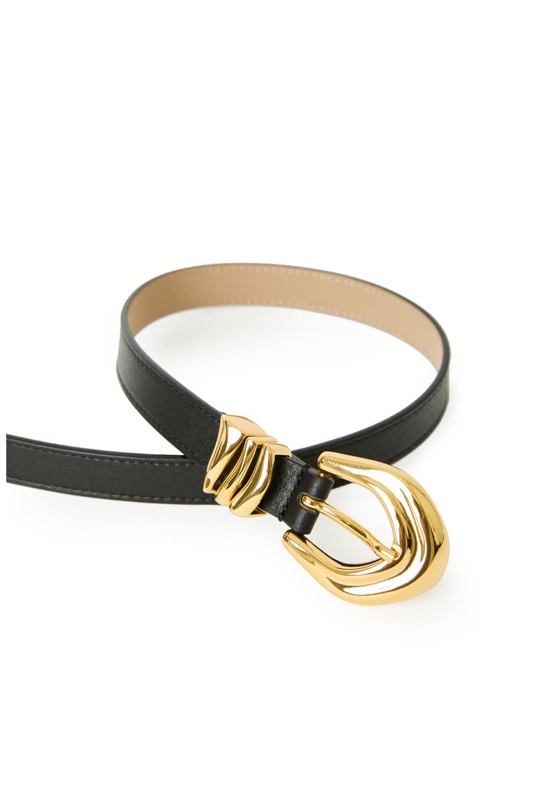 Cassian Mini Leather Belt, Alternate, color, BLACK GOLD