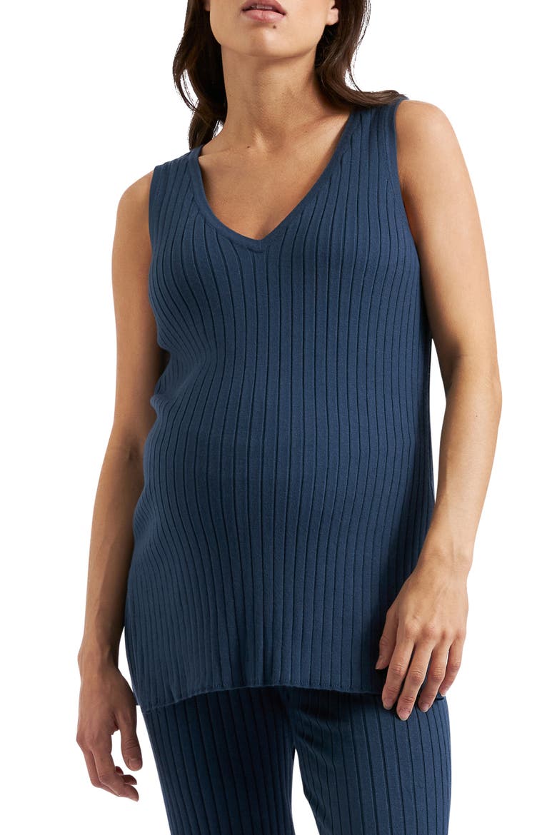 Sophie Rib Maternity/Nursing Top, Main, color, FRENCH NAVY