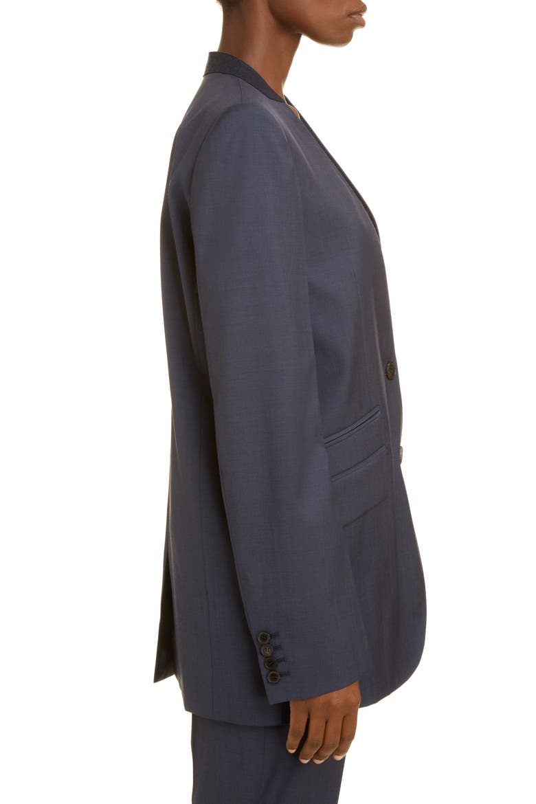 Collarless Wool Jacket, Alternate, color, DEEP SEA BLUE